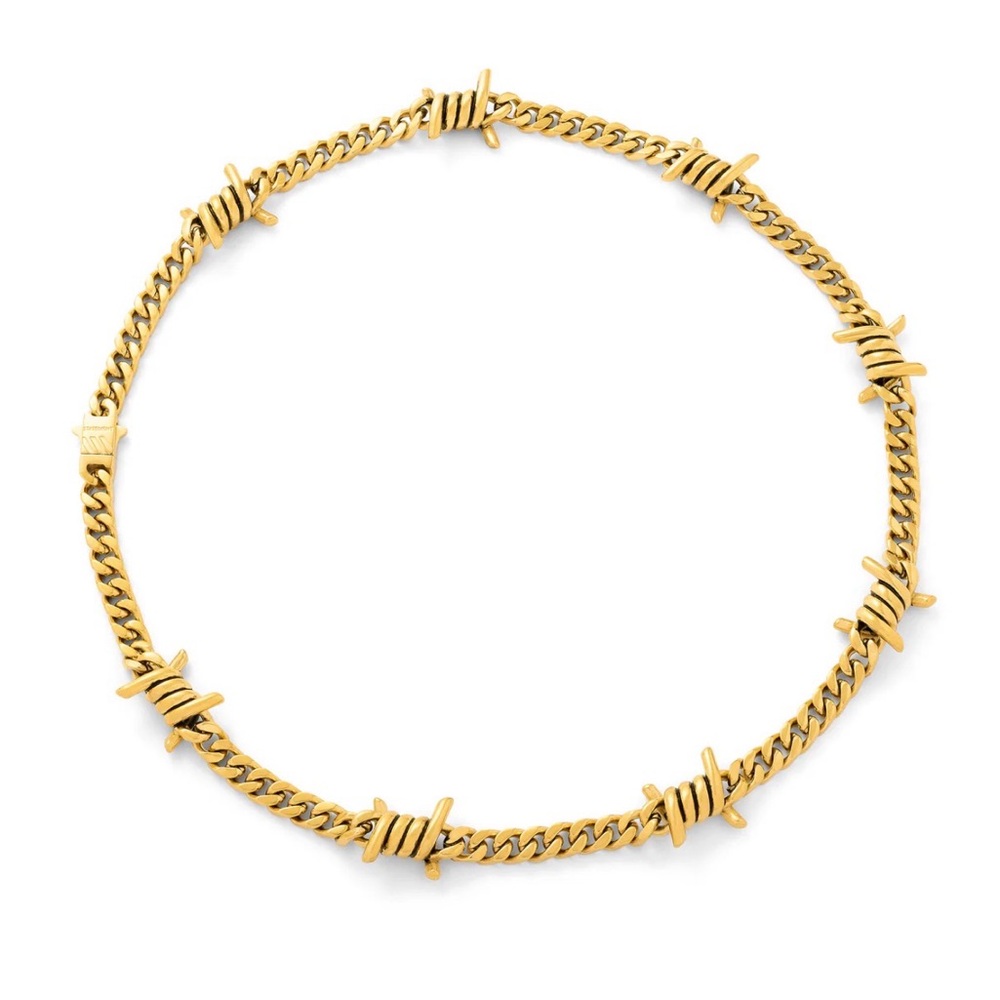 Gold Chain Necklace with Barbed Wire Design - Picture 4 of 7
